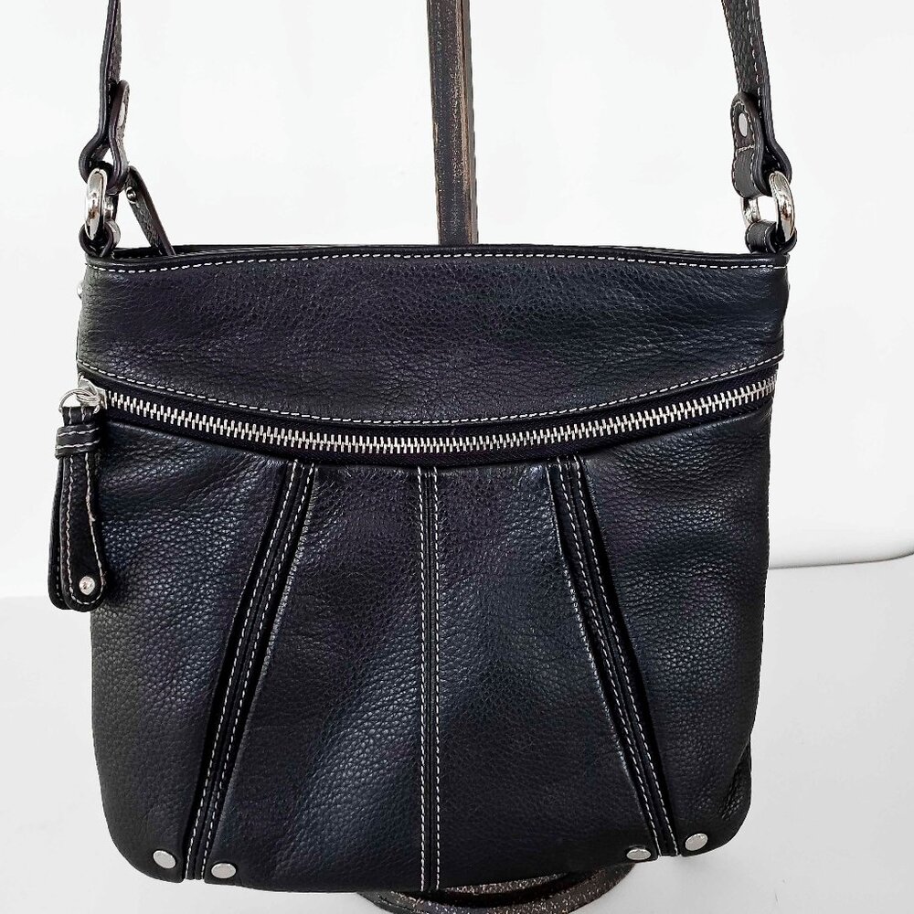 Tignanello Black Pebbled Leather Crossbody Bag